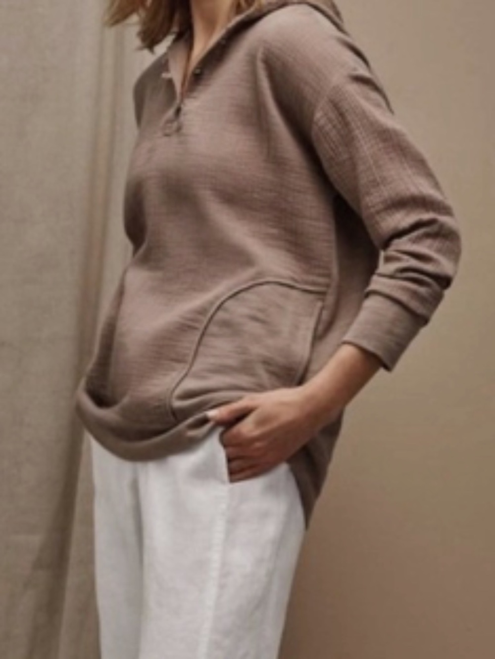 J.Jill Pure Lightweight 100% Organic Cotton Pullover Hoodie | Size XS